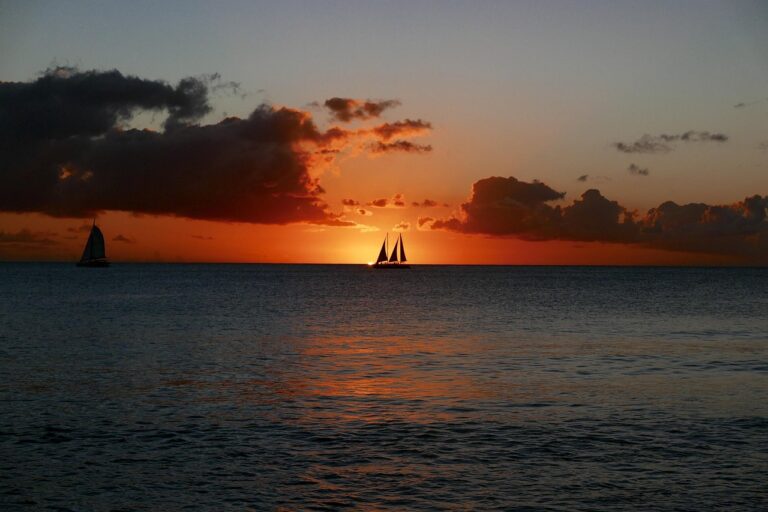 barbados, sunset, tropical, beach, evening, ocean, sailboat, caribbean, nature, vacation